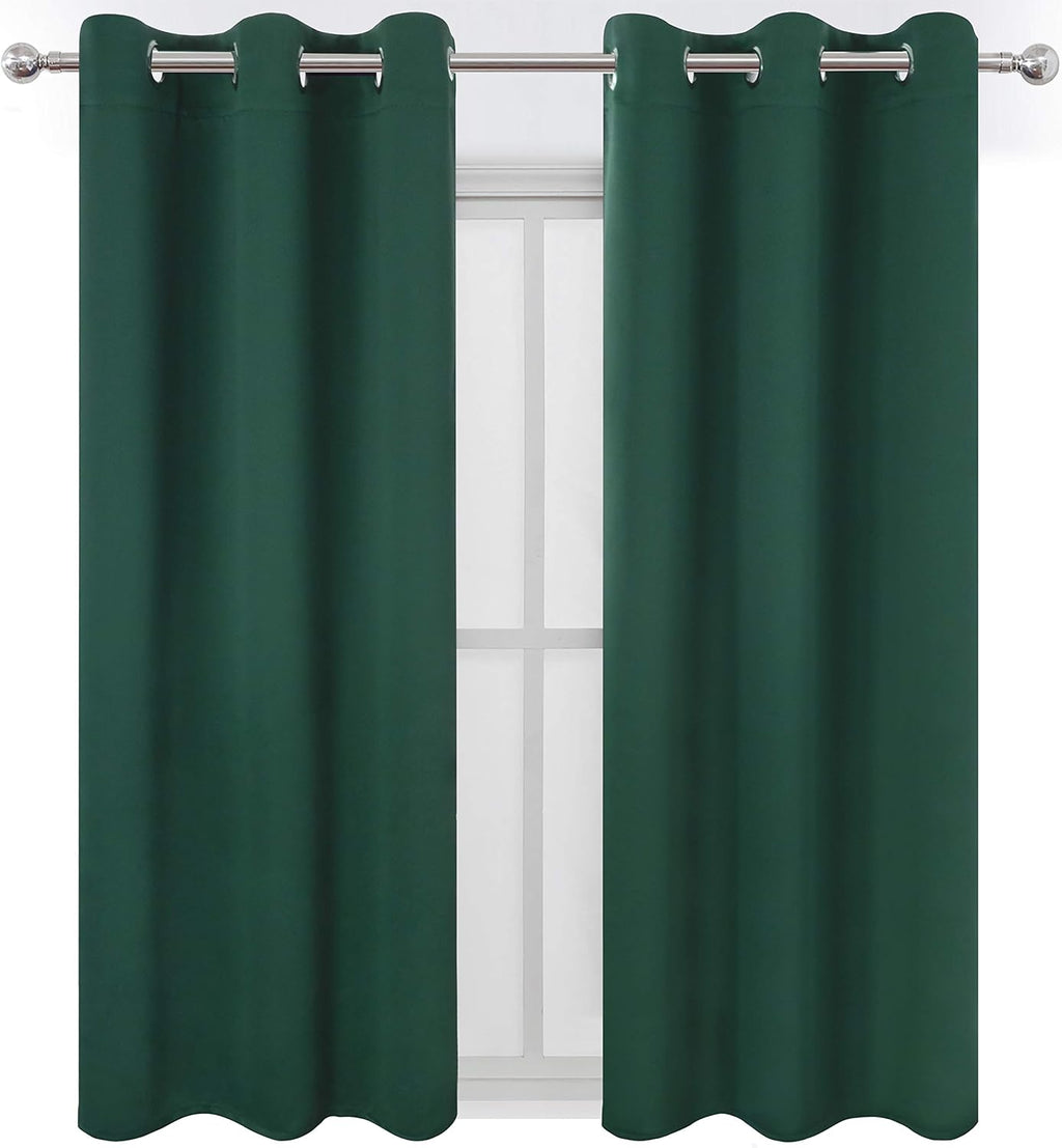 Lemomo Dark Green Bedroom Blackout Curtains/38 x 54 Inch Long/Set of 2 Curtain Panels/Thermal Insulated Room Darkening Curtains for Bedroom…