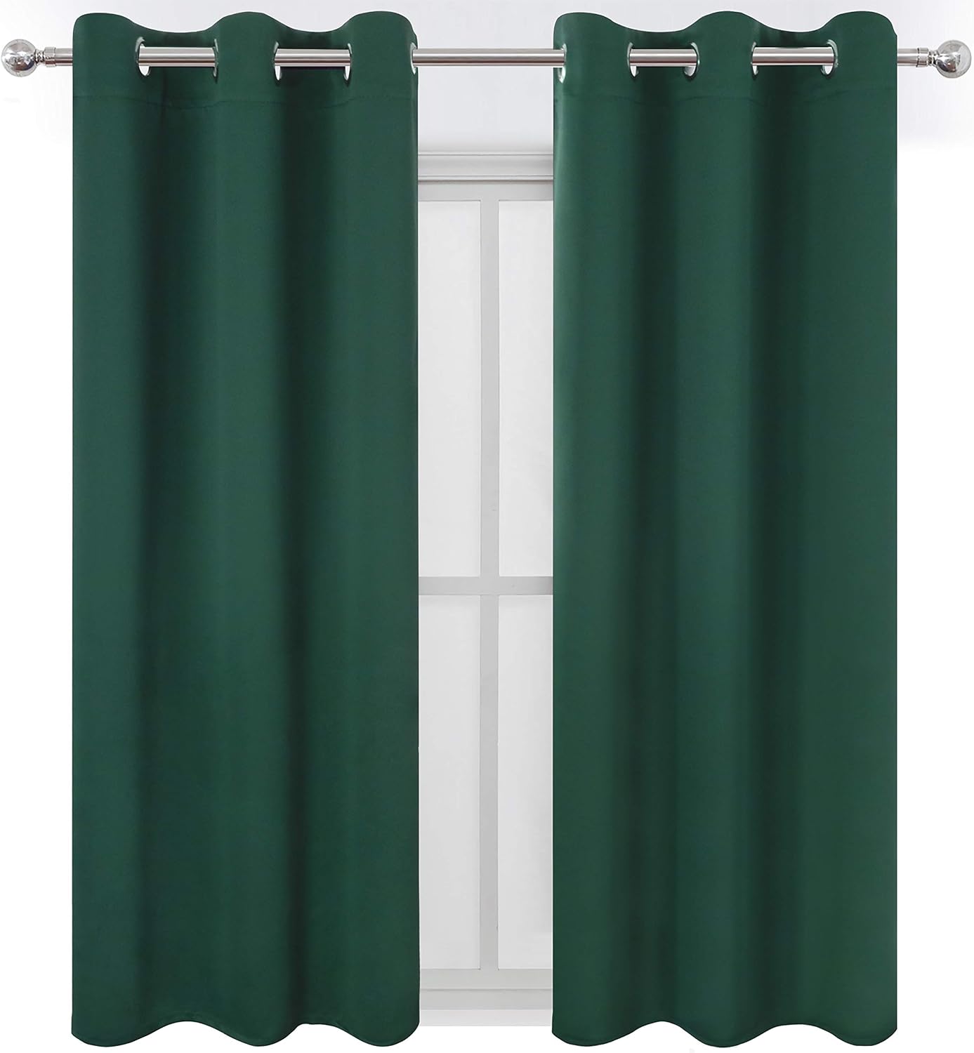 Lemomo Dark Green Bedroom Blackout Curtains/38 x 63 Inch Long/Set of 2 Curtain Panels/Thermal Insulated Room Darkening Curtains for Bedroom…