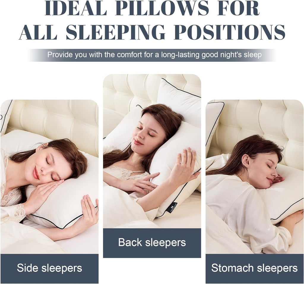 Mosluna Flat Feather Down Pillows Pillows for Sleeping Queen Size Set of 1, Thin Hotel Pillow 1 Pack with AiryfilTM Fillings, Soft Bed Pillo…