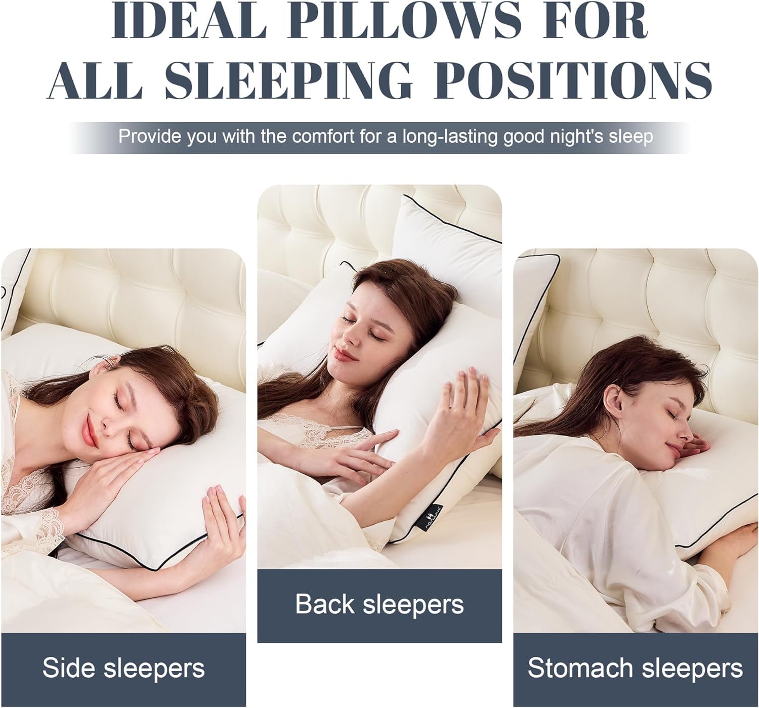 Mosluna Flat Feather Down Pillows Pillows for Sleeping Queen Size Set of 1, Thin Hotel Pillow 1 Pack with AiryfilTM Fillings, Soft Bed Pillo…