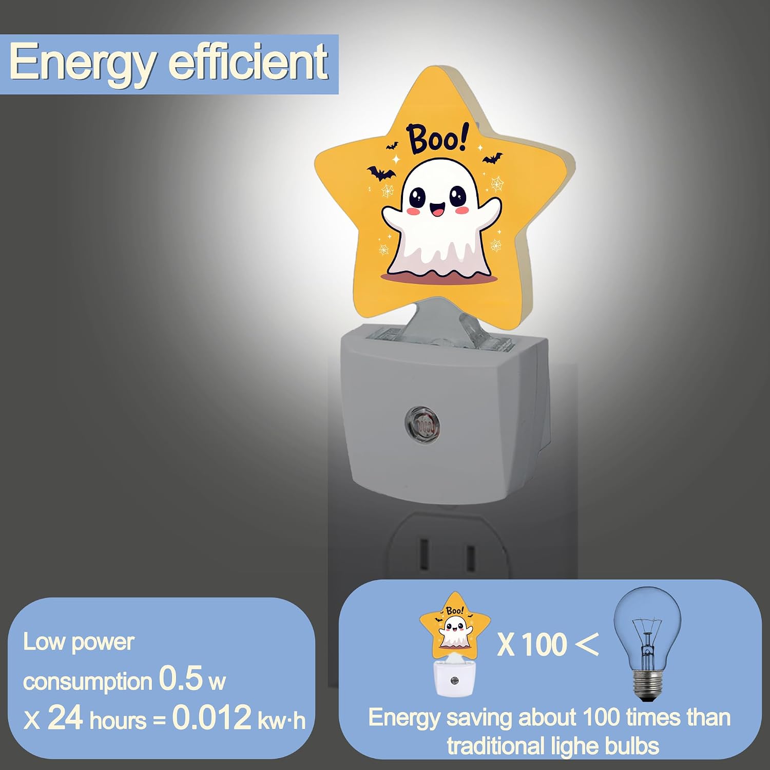 Snowmolle Cute Ghost Nightlight, Halloween Bat Star Night Lights Plug into Wall Decorations for Bedroom Bathroom, Dusk to Dawn Sensor Kitchen…