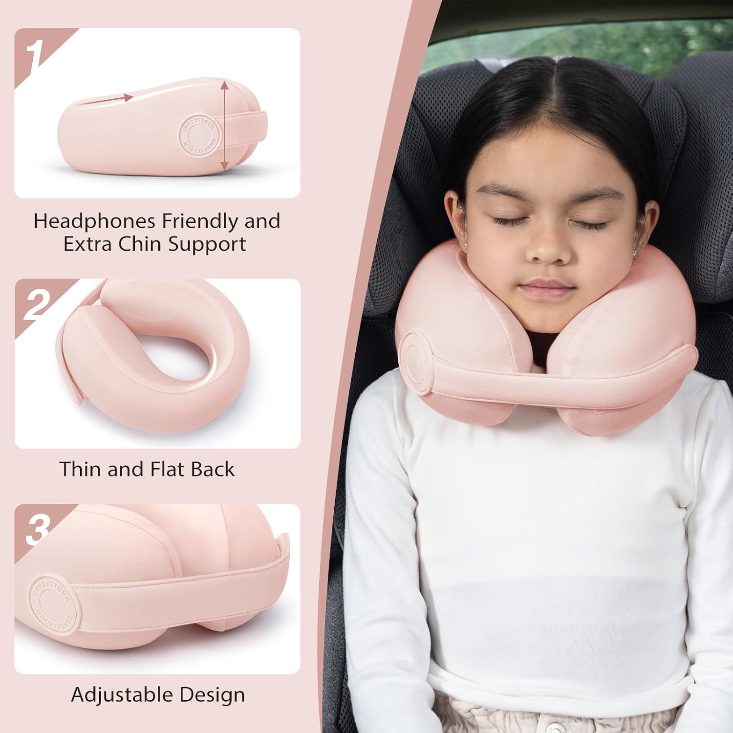 urnexttour Car Pillow for Big Kids Travel Neck Pillows, Memory Foam Neck Support Travelling Pillow with Washable Cotton Pillowcases and…