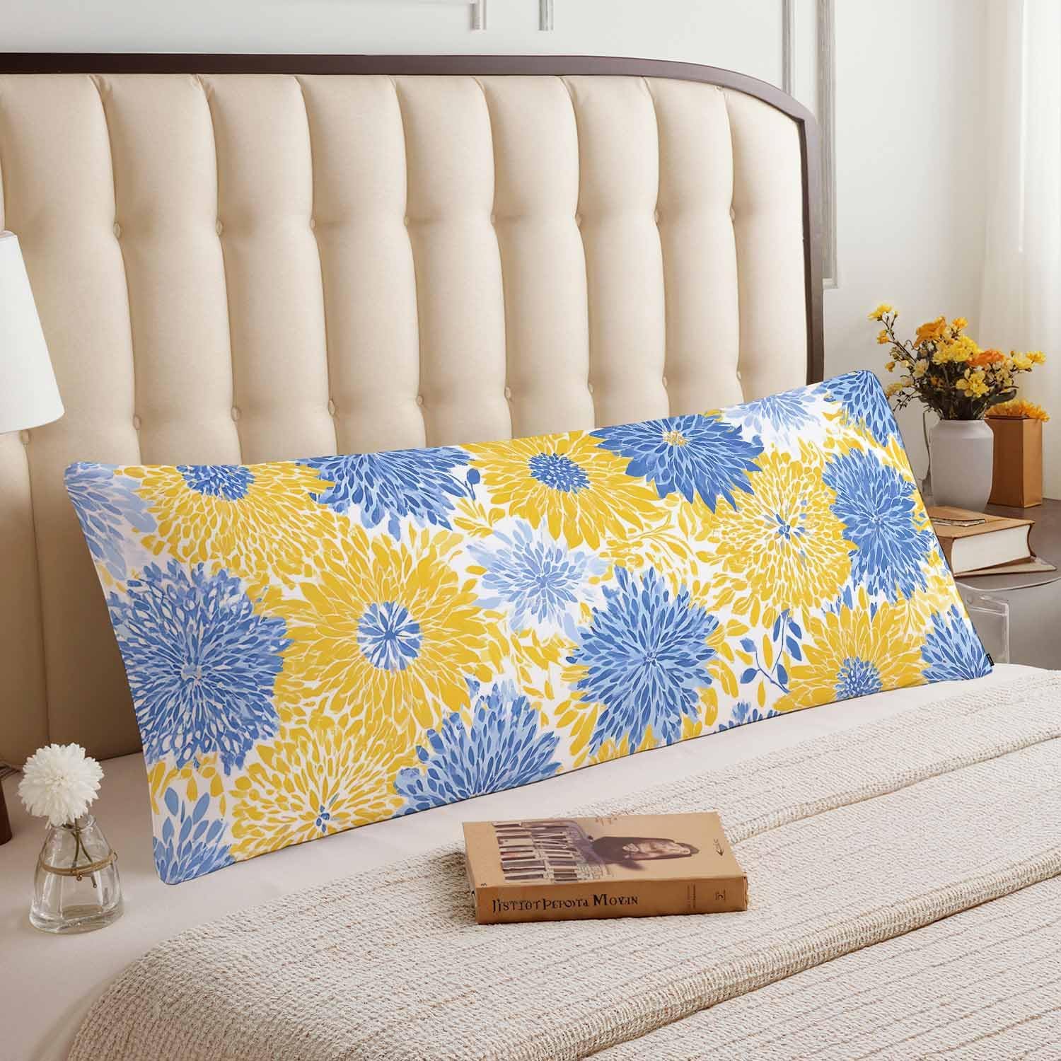 Floral Body Pillow Pillowcase, Abstract Spring Flower Farmhouse Body Cushion Covers 20x54 Body Pillow Covers Bedding Pillow Protector for…