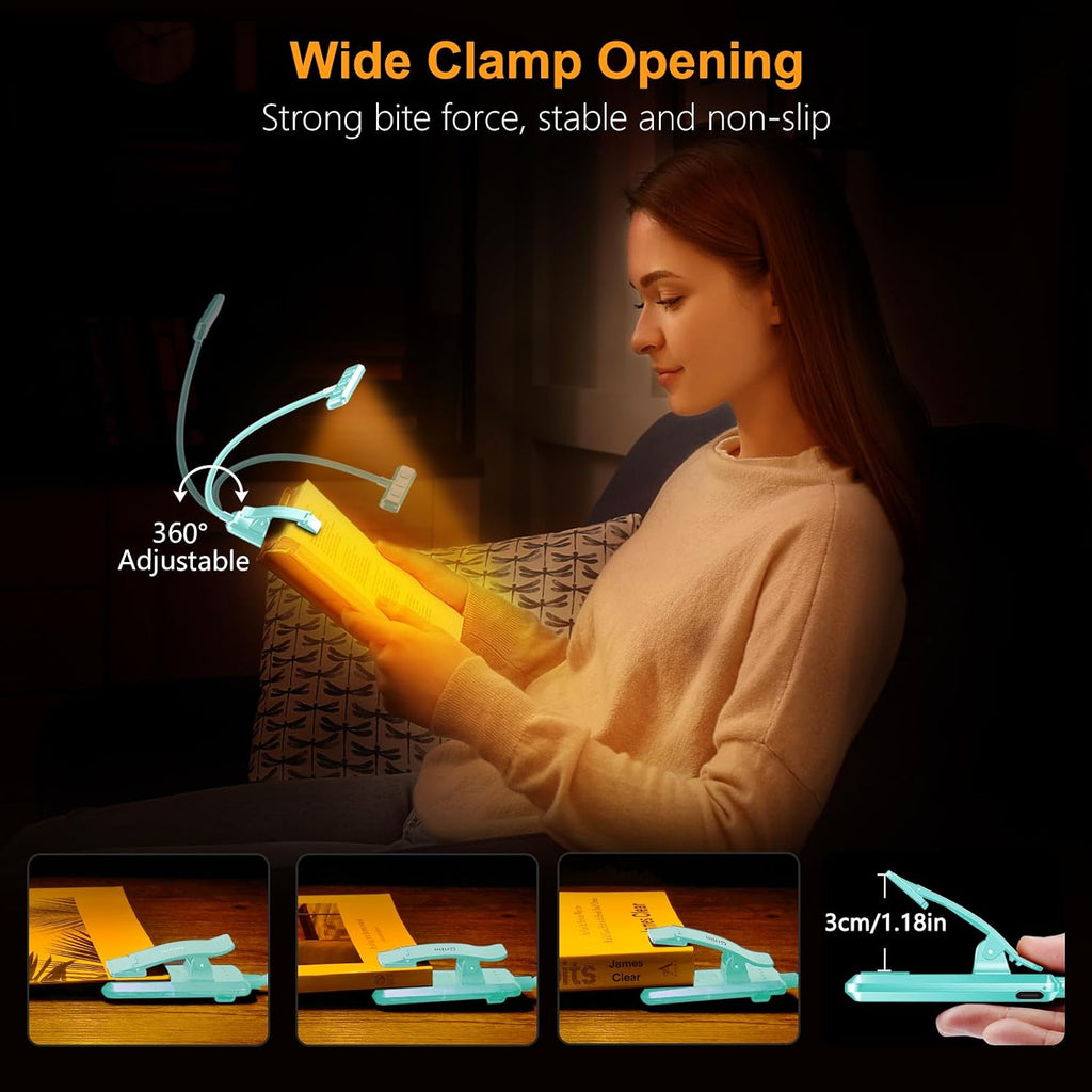 Gritin 19 LED Rechargeable Book Light for Reading in Bed with Memory Function- Eye Caring 3 Color Temperatures, Stepless Dimming…