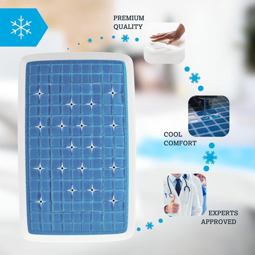 Technogel Deluxe Cooling Gel Pillow - Patented Cooling Technology, Odorless Memory Foam – Breathable Ergonomic Support for Side & Back Slee…