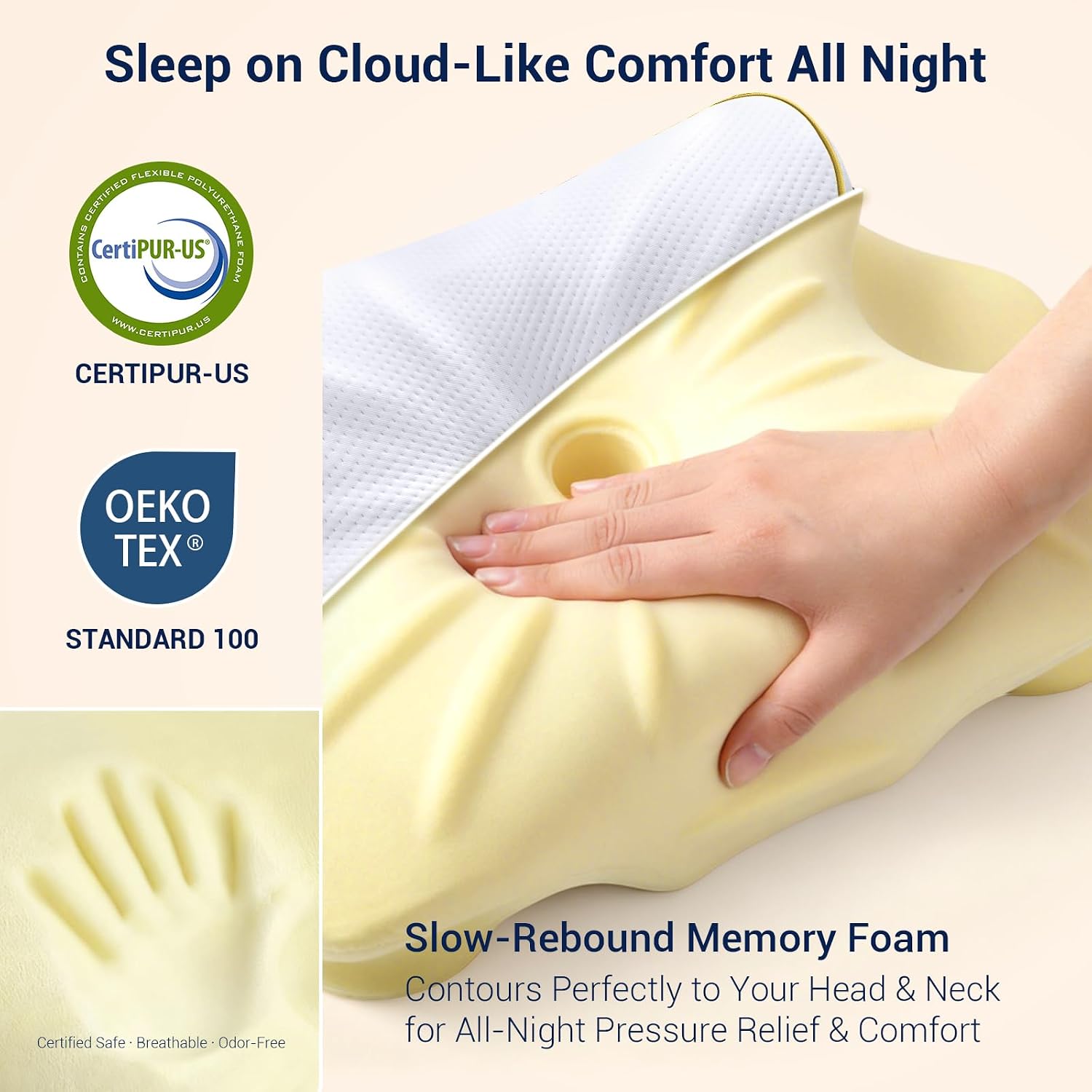 AZBestPro Memory Foam Cervical Pillow for Neck Support &, Butterfly Ergonomic Design – 24×15.75×5.7 Inches, Removable 100% Polyester Pillo…