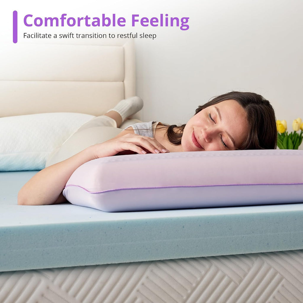 Gelsea Cooling Gel Memory Foam Pillow - Reversible Design, Neck Support for Side, Back, Stomach Sleepers, Standard Size, Removable & Machin…