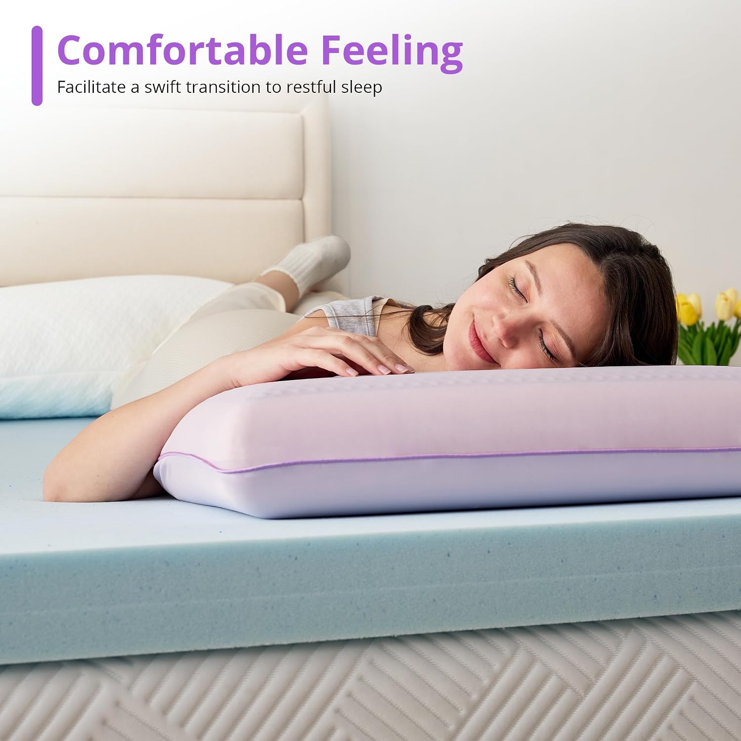 Gelsea Cooling Gel Memory Foam Pillow - Reversible Design, Neck Support for Side, Back, Stomach Sleepers, Standard Size, Removable & Machin…