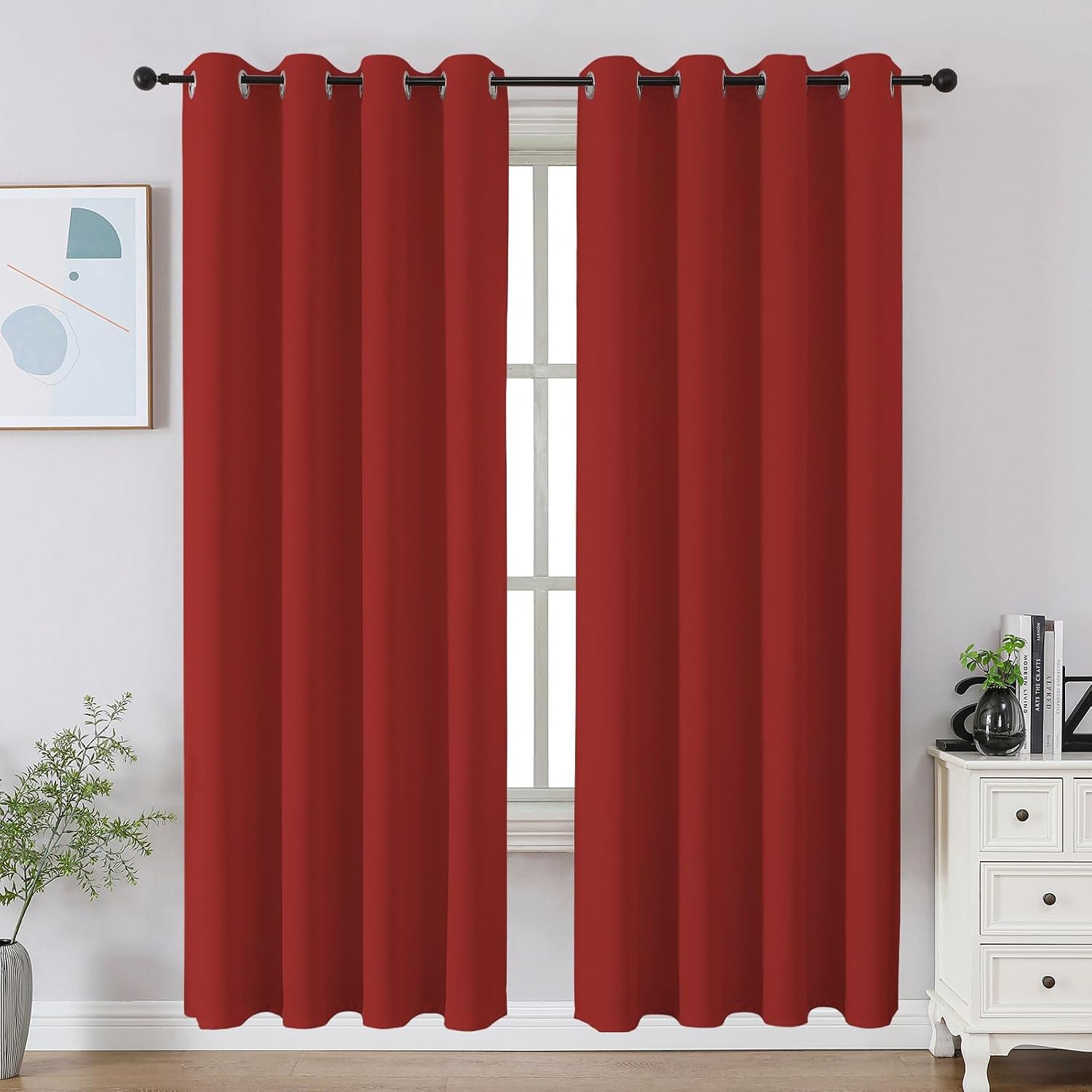 Cucraf Red Blackout Curtains 72 inch Length 2 Panels Set, Room Darkening Drapes for Living Room Bedroom, Thermal Insulated Light Blocking G…
