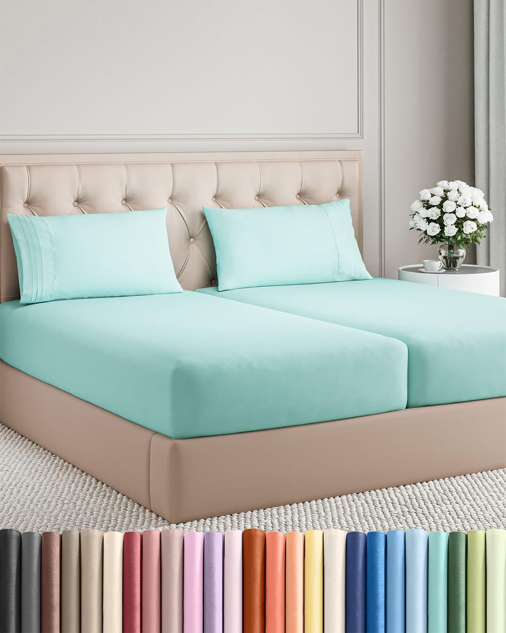 Split King Size 5 Piece Sheet Set - Comfy Breathable & Cooling Sheets - Hotel Luxury Bed Sheets for Women & Men - Deep Pockets, Easy-Fit…