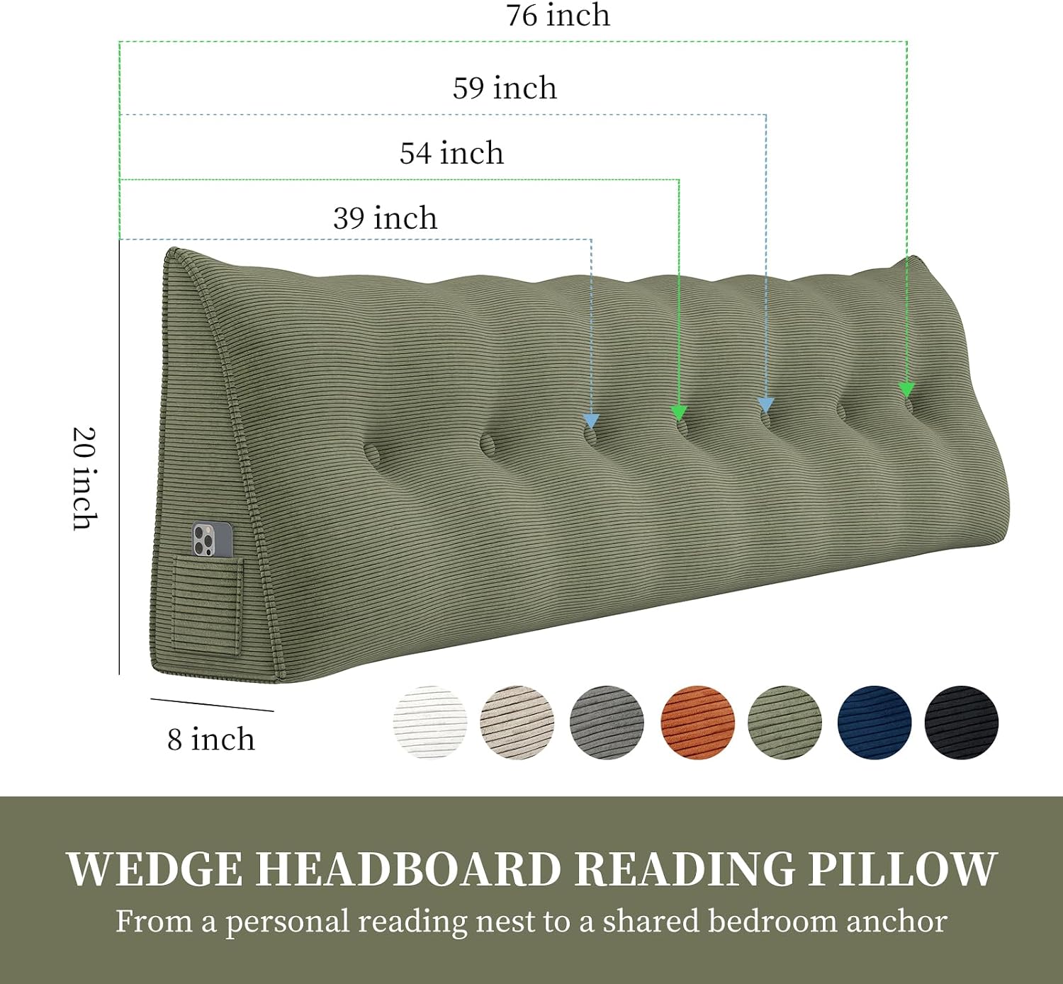 Headboard Wedge Pillows for Sitting Up in Bed Rest Adult, Triangular Upholstered Stuffed Reading Pillow for Sofa Couch Back Cushions…