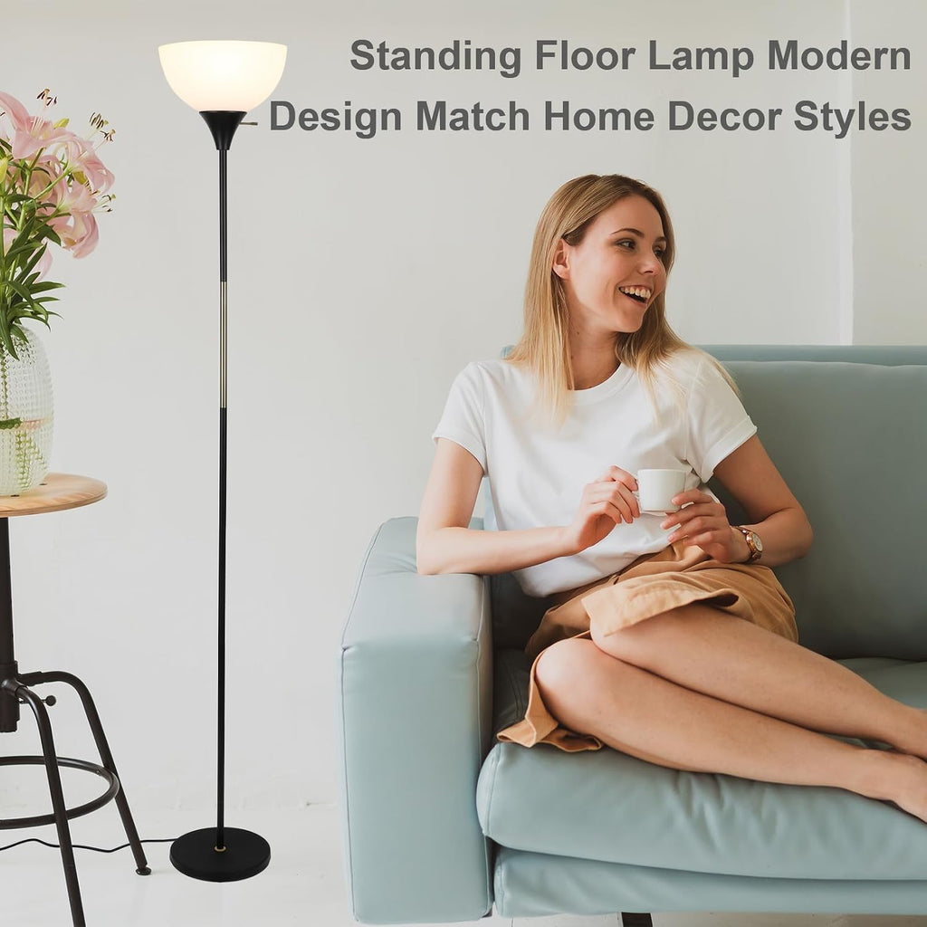 Floor Lamp, Dimmable Standing Lamp, 3 Levels Brightness Led Floor Lamp Rotary Switch Floor Lamps Modern Industrial Lamp with Shade, Tall…