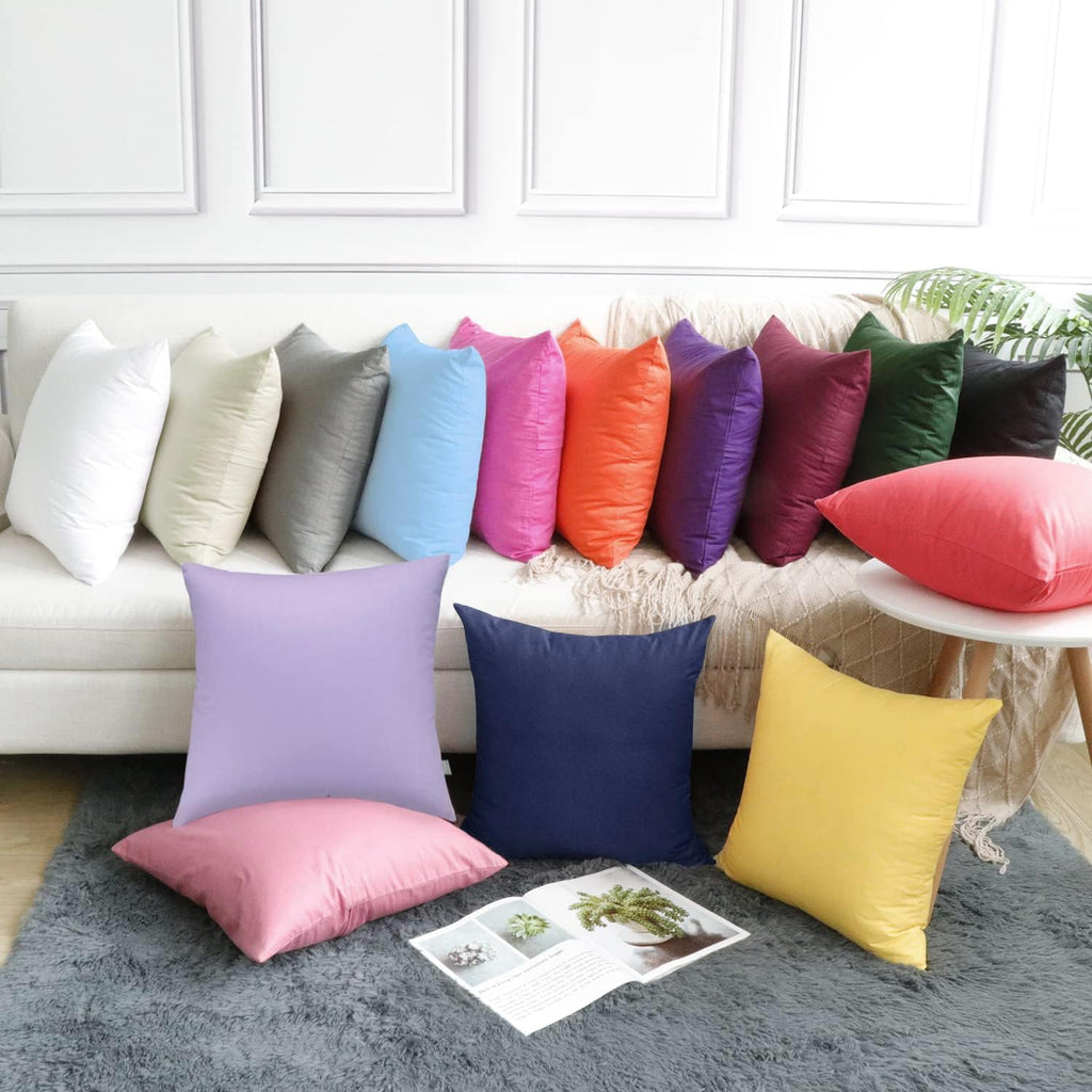 Thmyo 4-Pack 100% Cotton Comfortable Solid Decorative Throw Pillow Case Square Cushion Cover Pillowcase Sublimation Blank Pillow Covers Hal…
