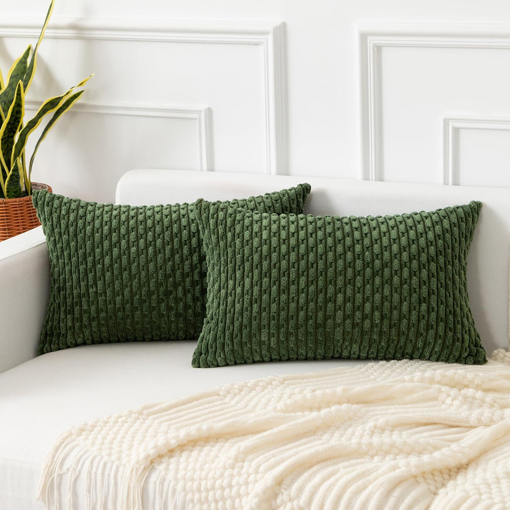 KevinTextile Kevin Textile Spring 12x20 Inch Pillow Cover 1 Pack Boho Decorative Soft Striped Corduroy Lumbar Farmhouse Solid Color Accent…