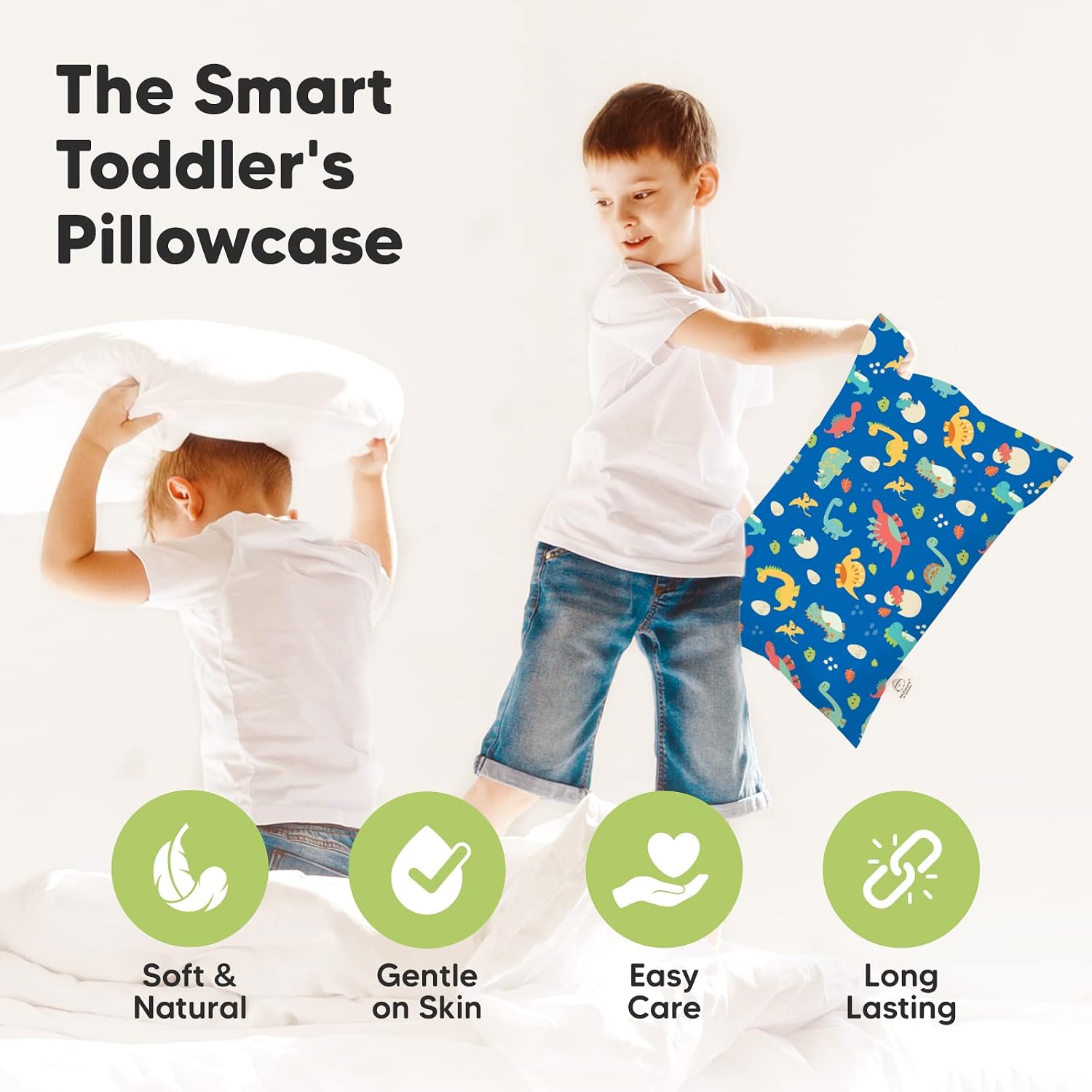 KeaBabies Toddler Pillowcase 13"x18" - Organic Cotton Toddler Pillowcase for Kids, Boys, Girls, Soft & Durable Cotton Cover for Miniature…