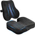 Watshyon Memory Foam Seat Cushion & Plush Velvet Lumbar Support Pillow Set, Comfort Computer Chair Cushions for Tailbone & Back, Er…