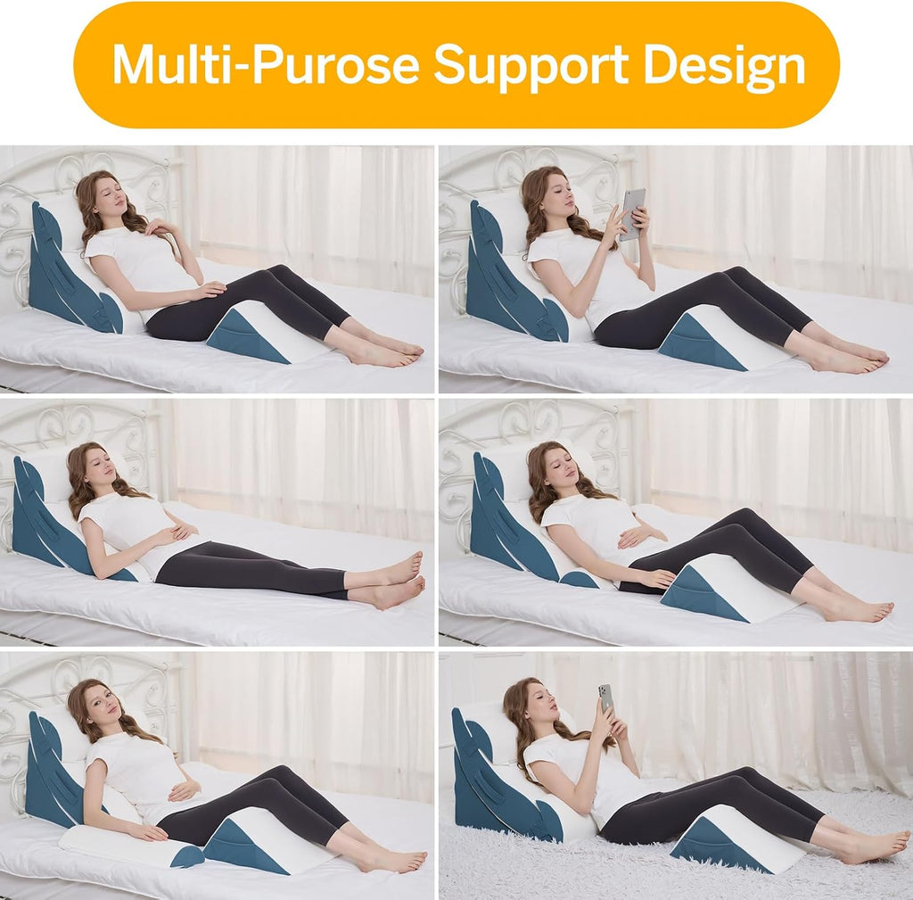 Ziixmile Wedge Pillow Set for After Surgery – 5PCS Orthopedic Bed Wedge Pillow Set for Sleeping, Body, Back and Leg Comfortable & Ad…