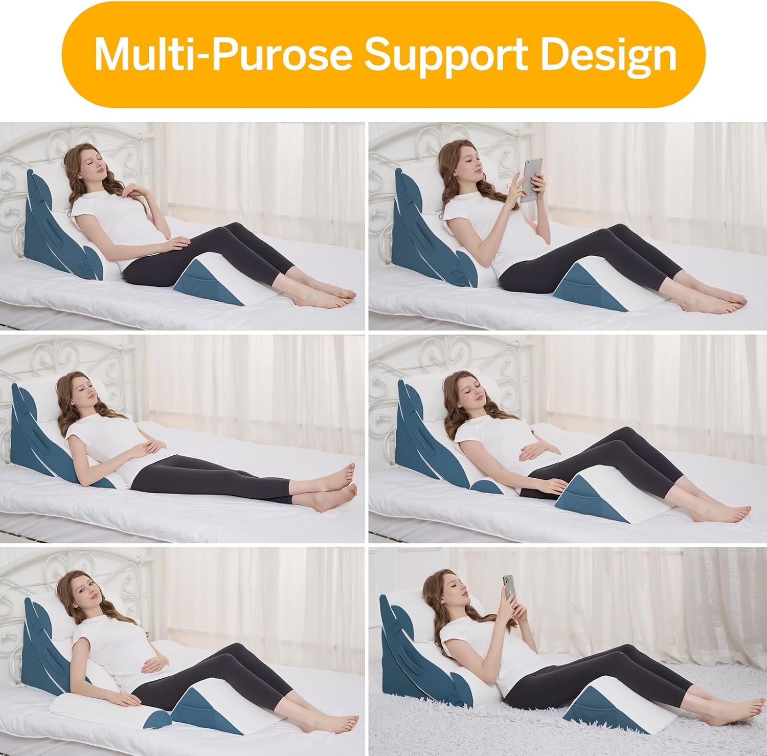 Ziixmile Wedge Pillow Set for After Surgery – 5PCS Orthopedic Bed Wedge Pillow Set for Sleeping, Body, Back and Leg Comfortable & Ad…
