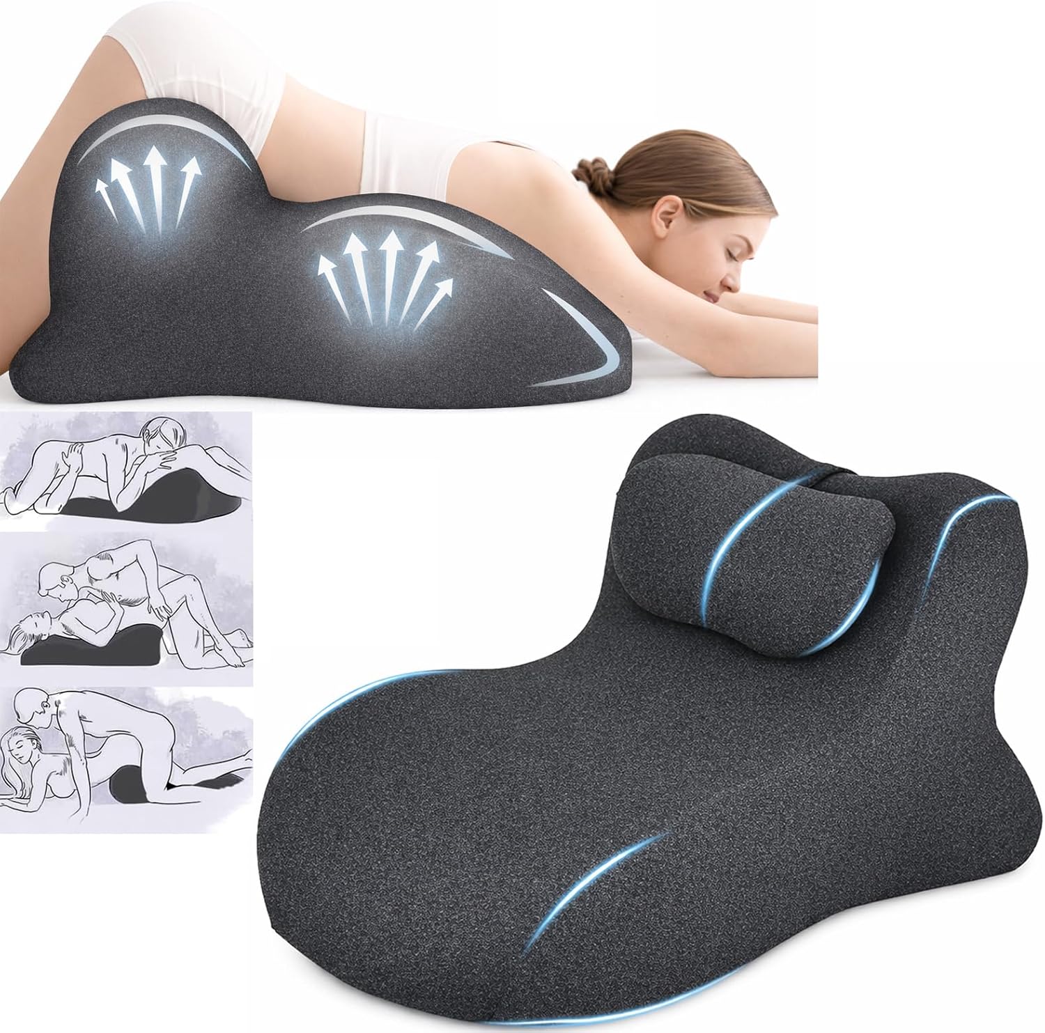 MOYEE Couples Pillow – 27° Lift Sweet Spot Wedge Cushion, Rebound Memory Foam Support for Hip, Back & Neck Comfort, Comfort & Support…