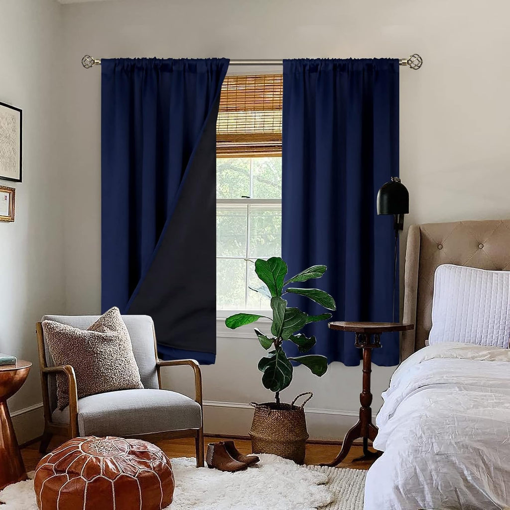 BGment Thermal Insulated 100% Blackout Curtains for Bedroom with Black Liner, Double Layer Full Room Darkening Noise Reducing Rod Pocket…