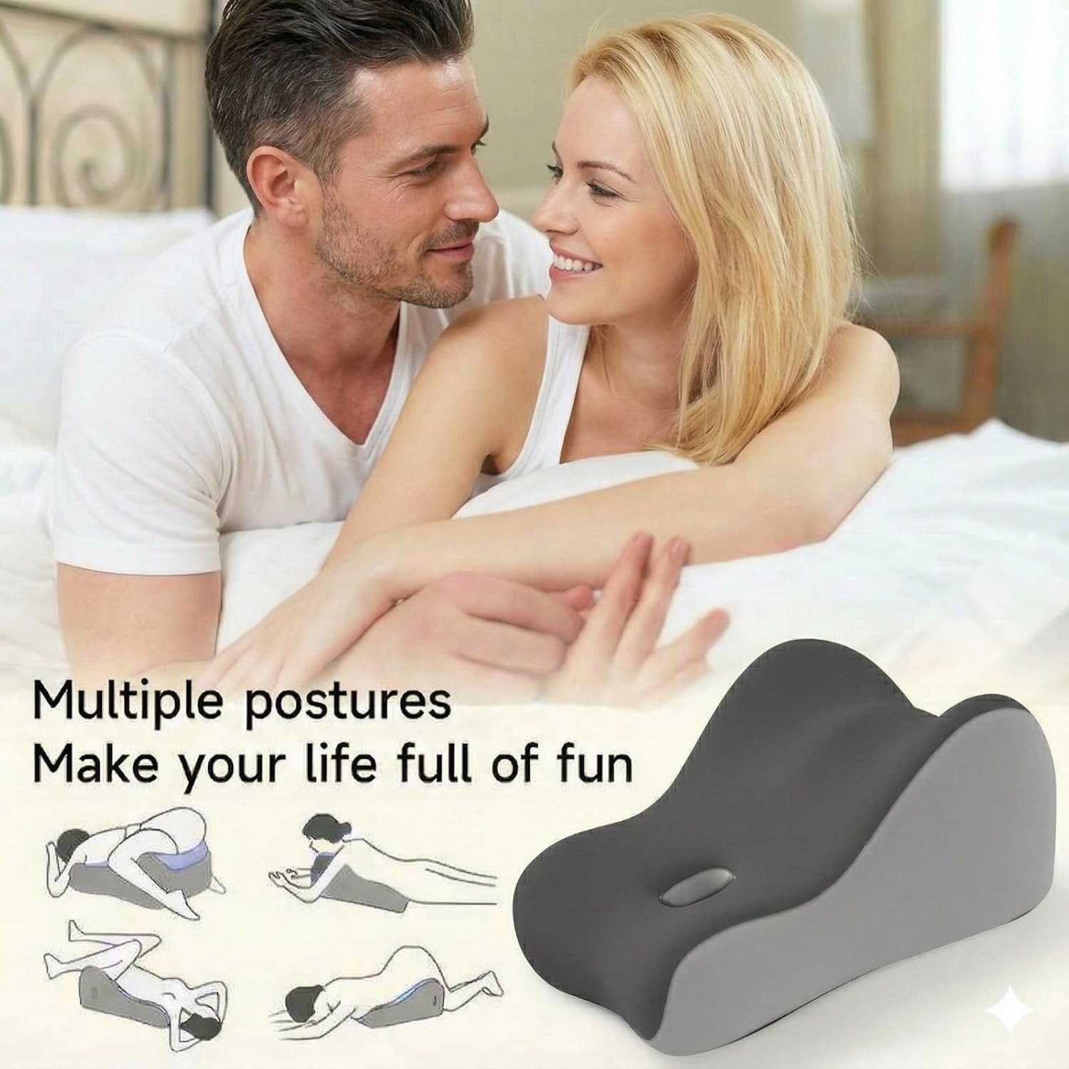 Ergonomic Memory Foam Wedge Pillow for Couples, Intimacy & Love Pillow for Adult Play, Bed Reading Cushion for Back Pain and Acid Reflux…