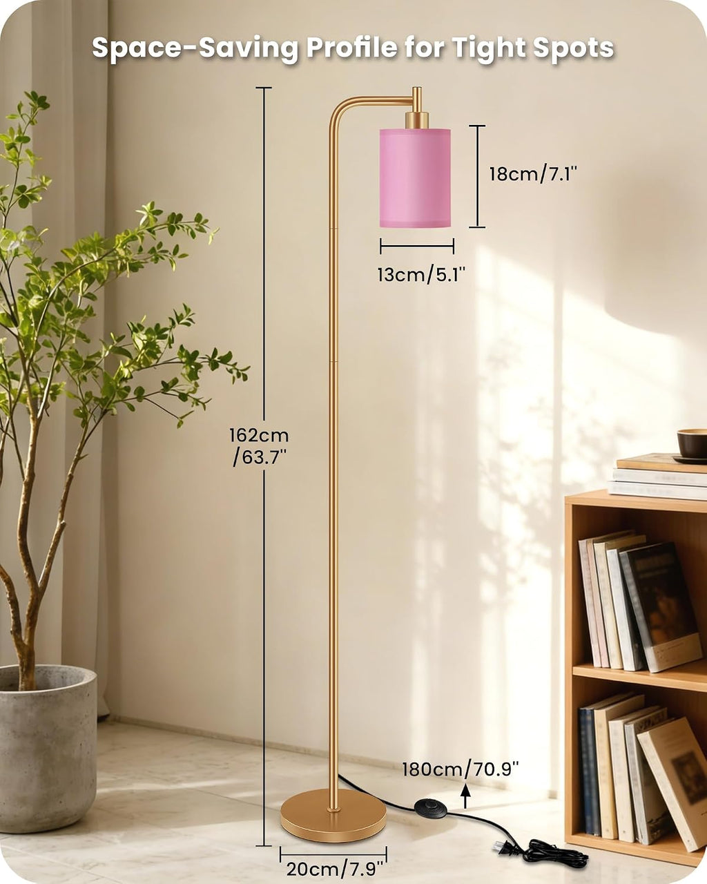 Dimmable Floor Lamp for Living Room with Remote and Foot Switch, Modern Standing, Corner Lamp,10W Bulb 3 Color Temperatures, for Bedroom…