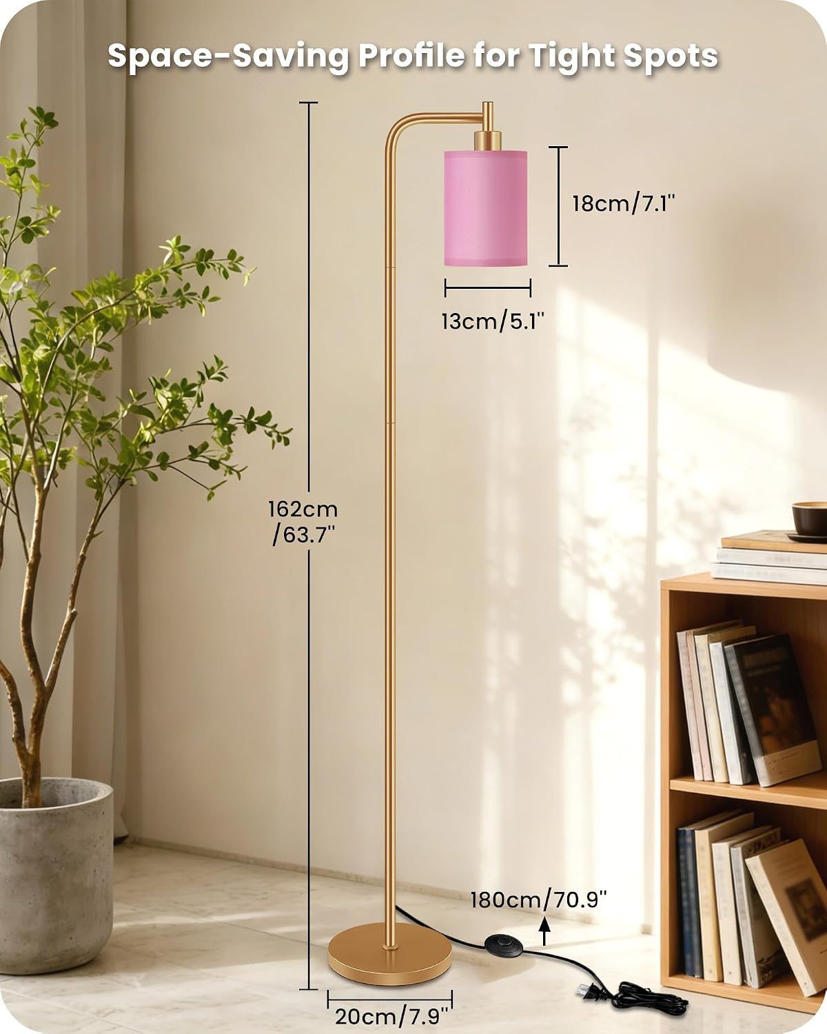 Dimmable Floor Lamp for Living Room with Remote and Foot Switch, Modern Standing, Corner Lamp,10W Bulb 3 Color Temperatures, for Bedroom…
