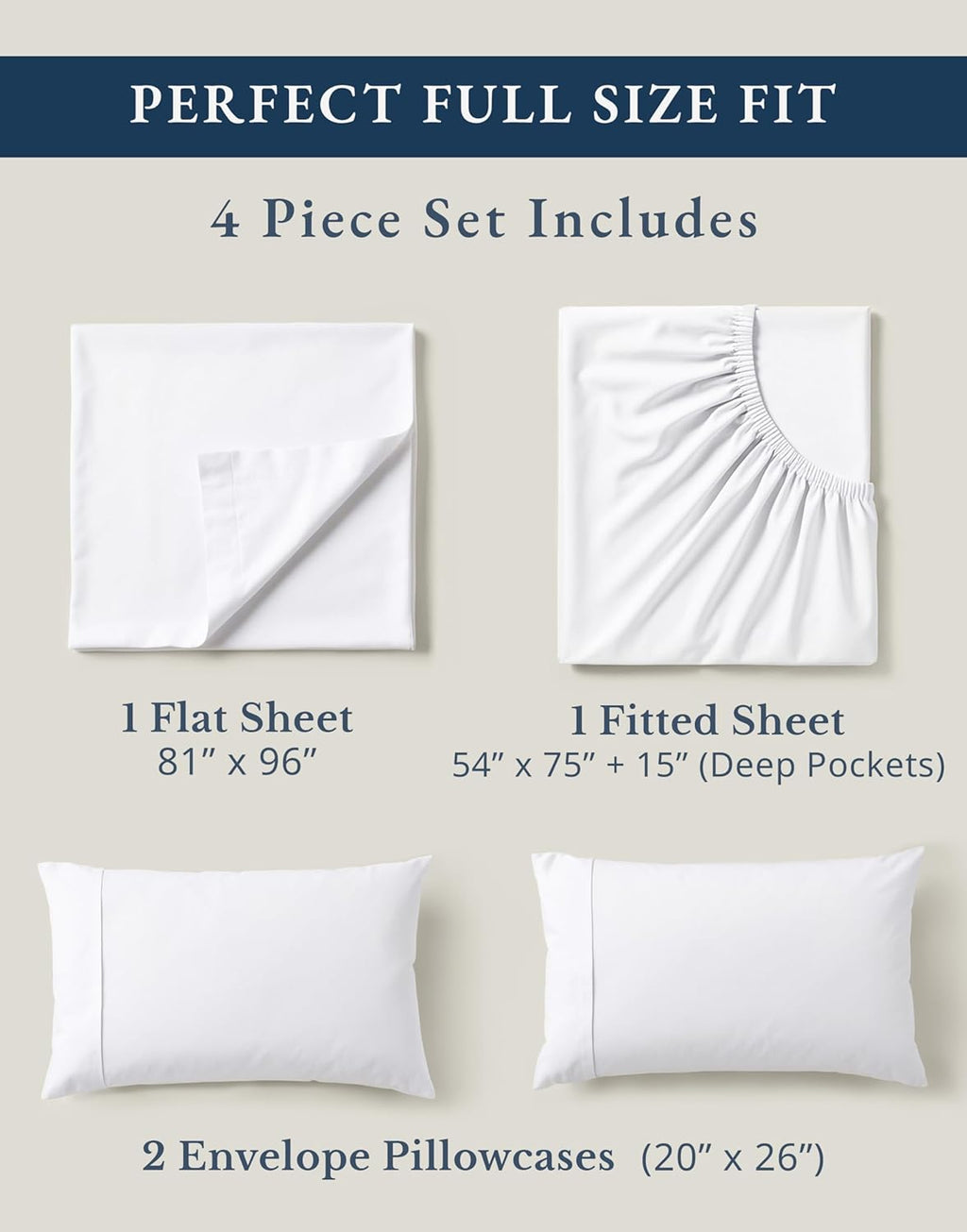 LaneLinen LANE LINEN 100% Organic Mercerized Cotton Pre Washed Full Size Bed Sheets, Soft & Comfy Low Pill Fade Resistance Fully Elasticize…