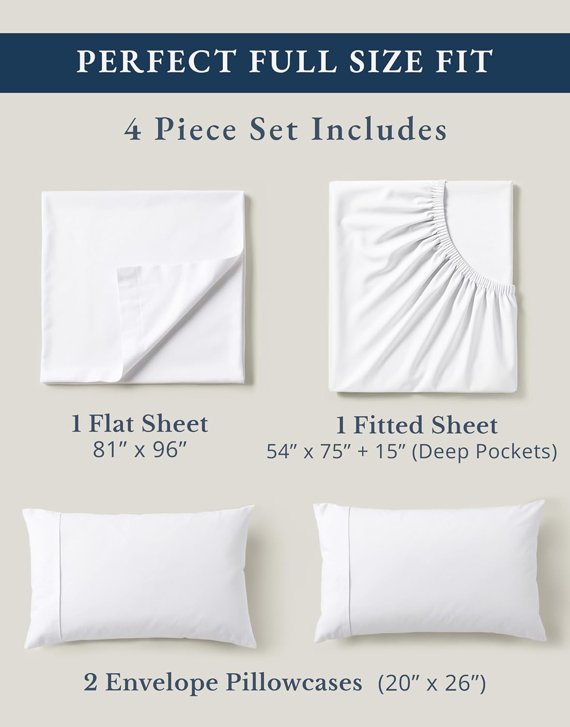 LaneLinen LANE LINEN 100% Organic Mercerized Cotton Pre Washed Full Size Bed Sheets, Soft & Comfy Low Pill Fade Resistance Fully Elasticize…