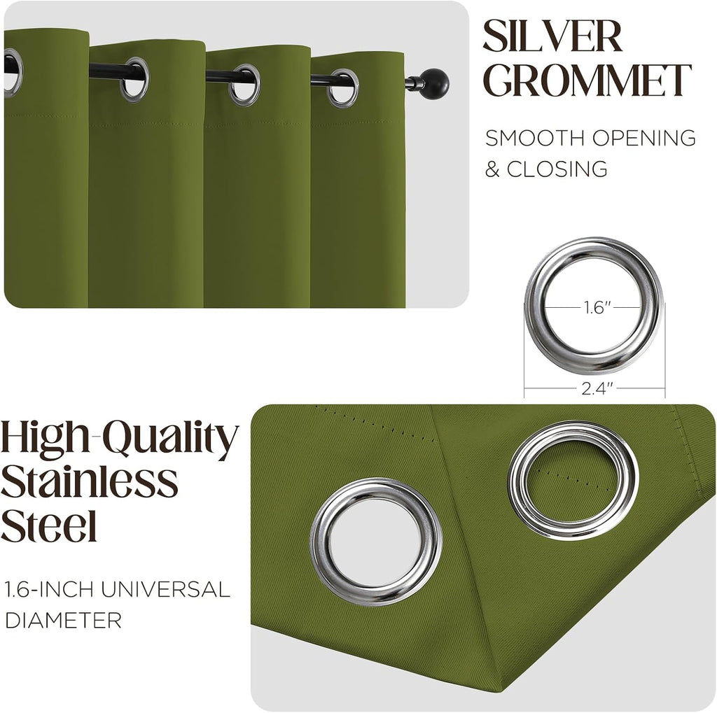 CUCRAF Custom Green Blackout Curtains 1 Panel Set, Thermal Insulated Grommet Room Darkening Curtain for Living Room Bedroom, Light…