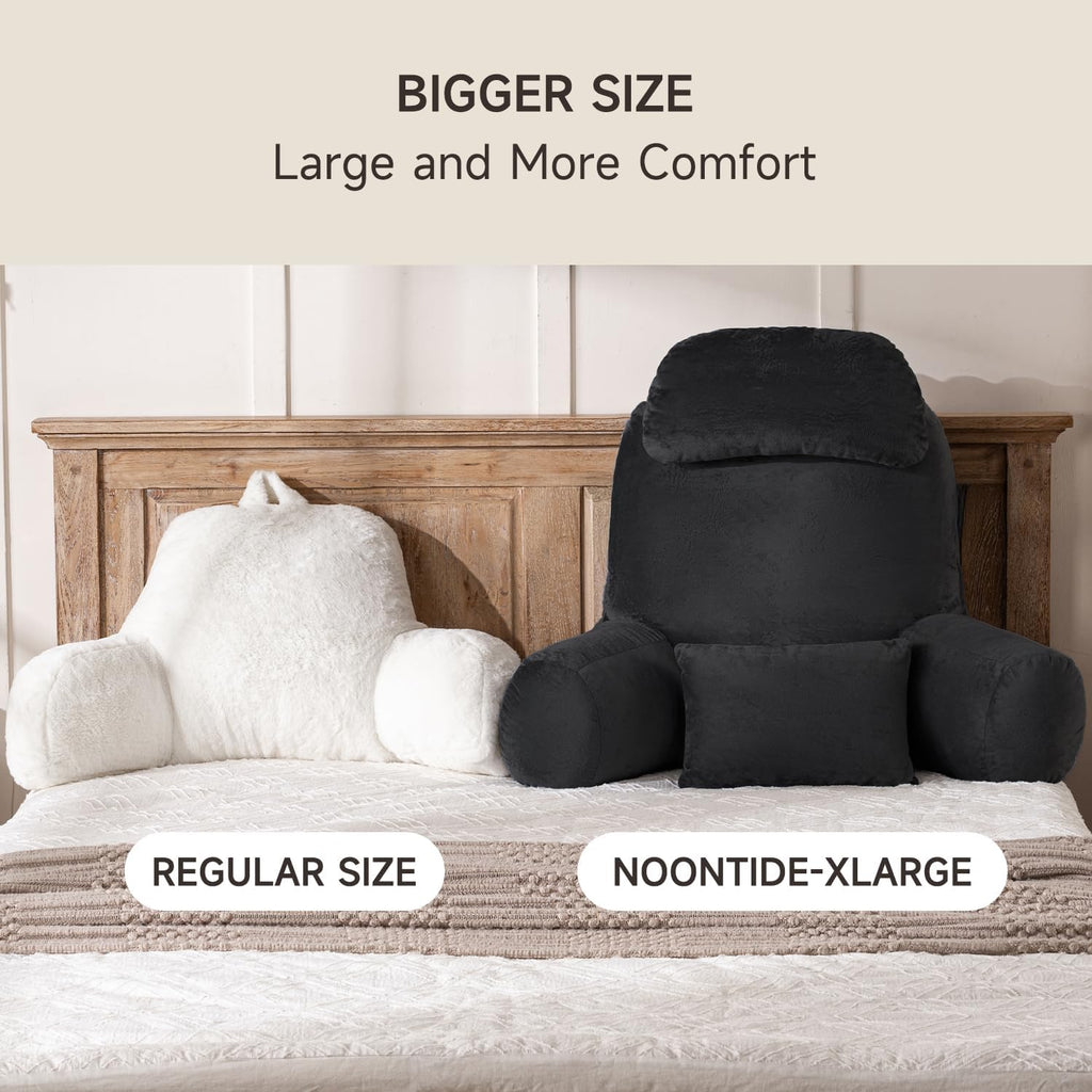 NOONTIDE Reading Pillow for Sitting up in Bed and Couch,32" X-Large Back Pillow for Adult & Teens with Soft Adjustable Neck Roll Backrest…