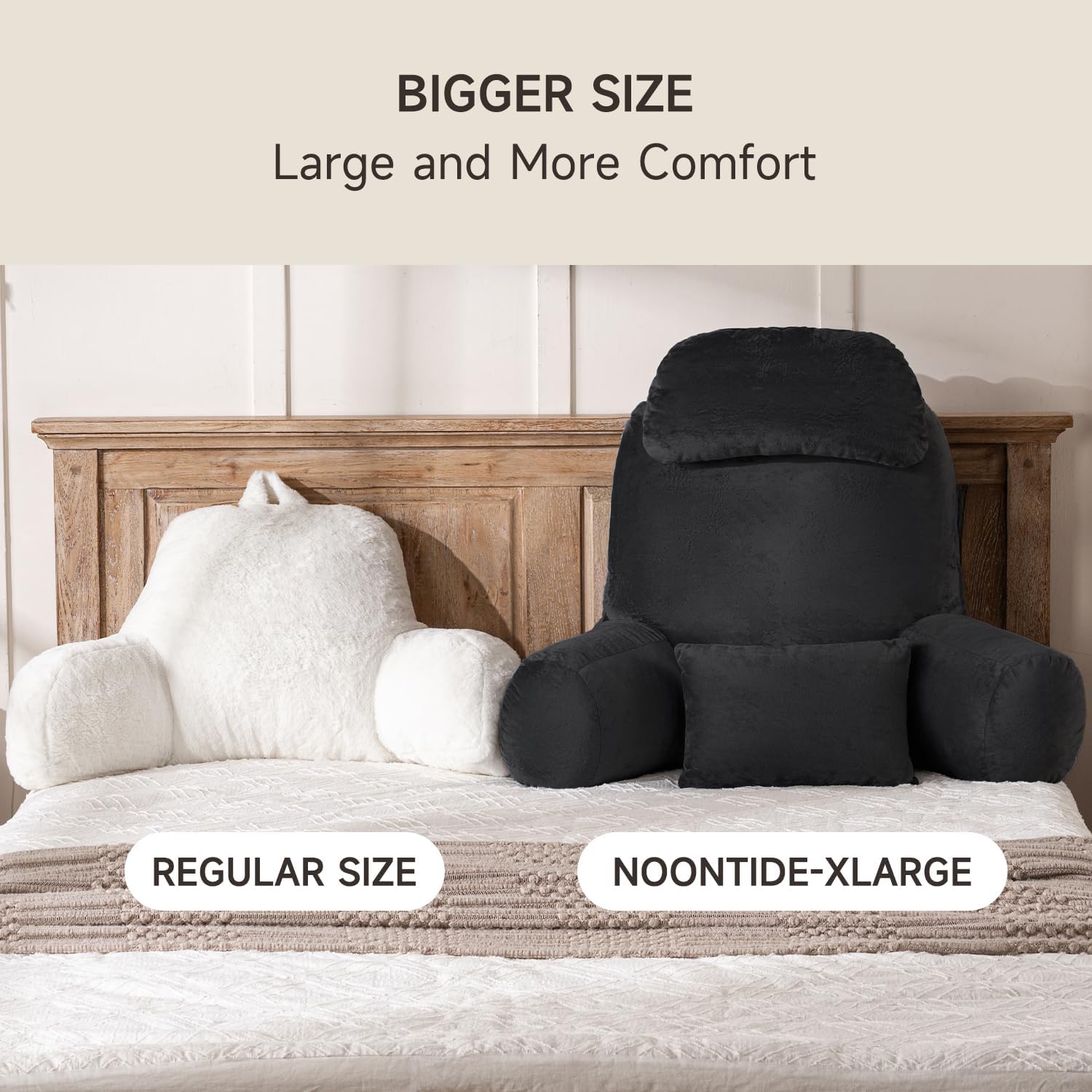 NOONTIDE Reading Pillow for Sitting up in Bed and Couch,32" X-Large Back Pillow for Adult & Teens with Soft Adjustable Neck Roll Backrest…
