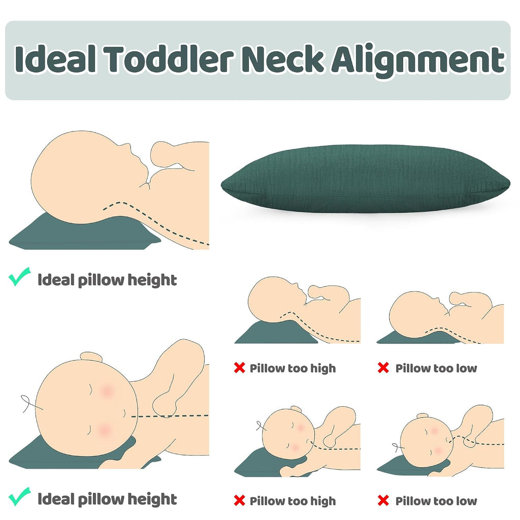 ProGoleem Pro Goleem Toddler Pillow with 100% Muslin Cotton Pillowcase – 13x18 Ultra Soft, Breathable & Machine Washable Kids Pillow for Sl…