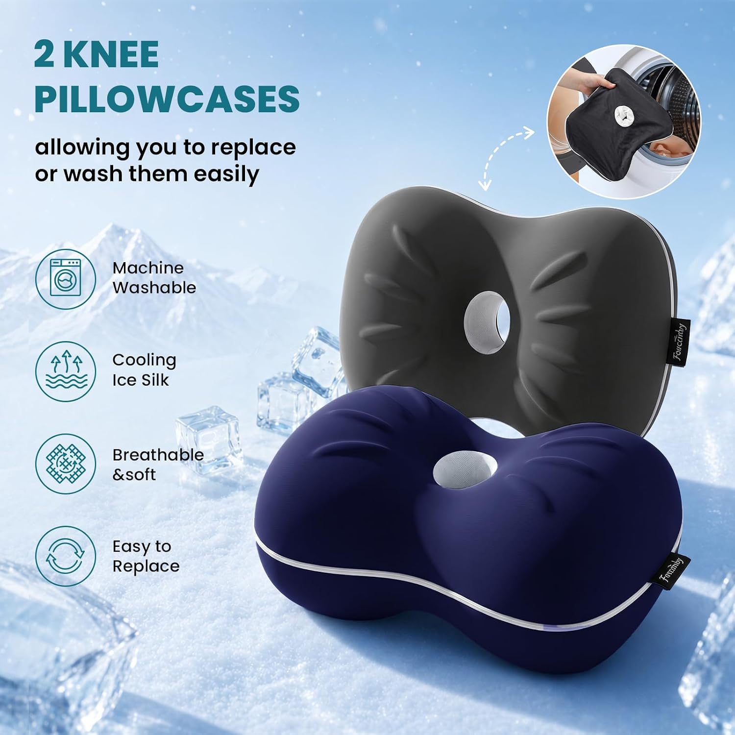 Knee Pillow for Side Sleepers - Smooth Spine Alignment Pillow, Memory Foam Knee Pillows for Back Hip Pain, Spine Aligning, Sciatica…
