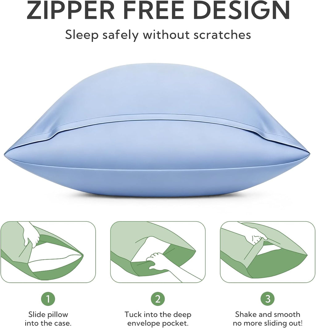 MR&HM Queen Pillow Cases Set of 2, Cooling Pillow Case for Hot Sleepers 20"x30", Breathable & Moisture Wicking, Soft Envelope Pillowca…