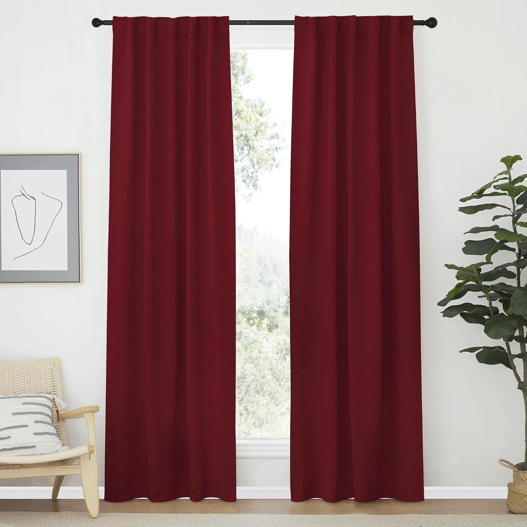 Nicetown Living Room Darkening Curtains - (Burgundy Red Color) W42 x L70, Set of 2, Home Decor Room Darkening Thermal Insulated Drapery Pan…