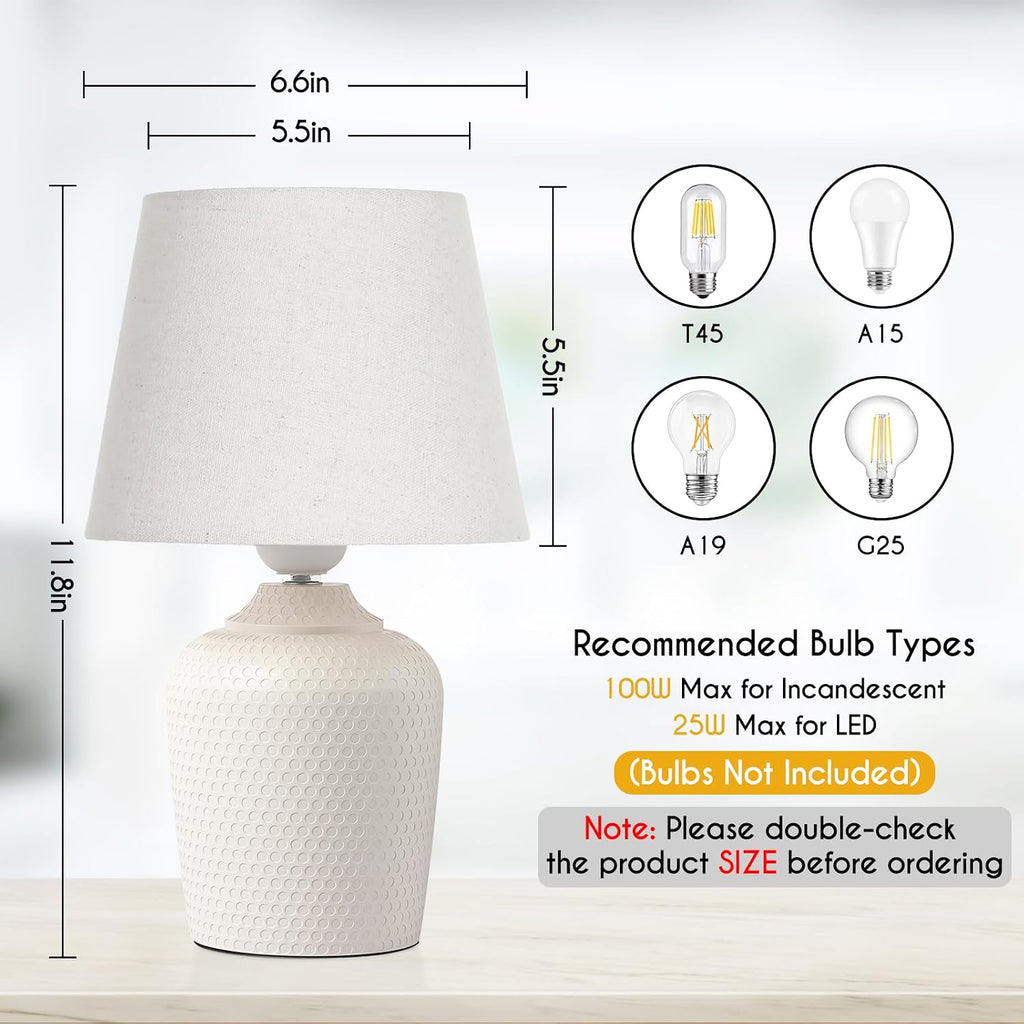 Sucolite Small 11.8'' Table Lamps Set of 2, Bedside Nightstand Lamps for Bedroom Kid’s Room, Cute Desk Lamps with Studded Texture Base…
