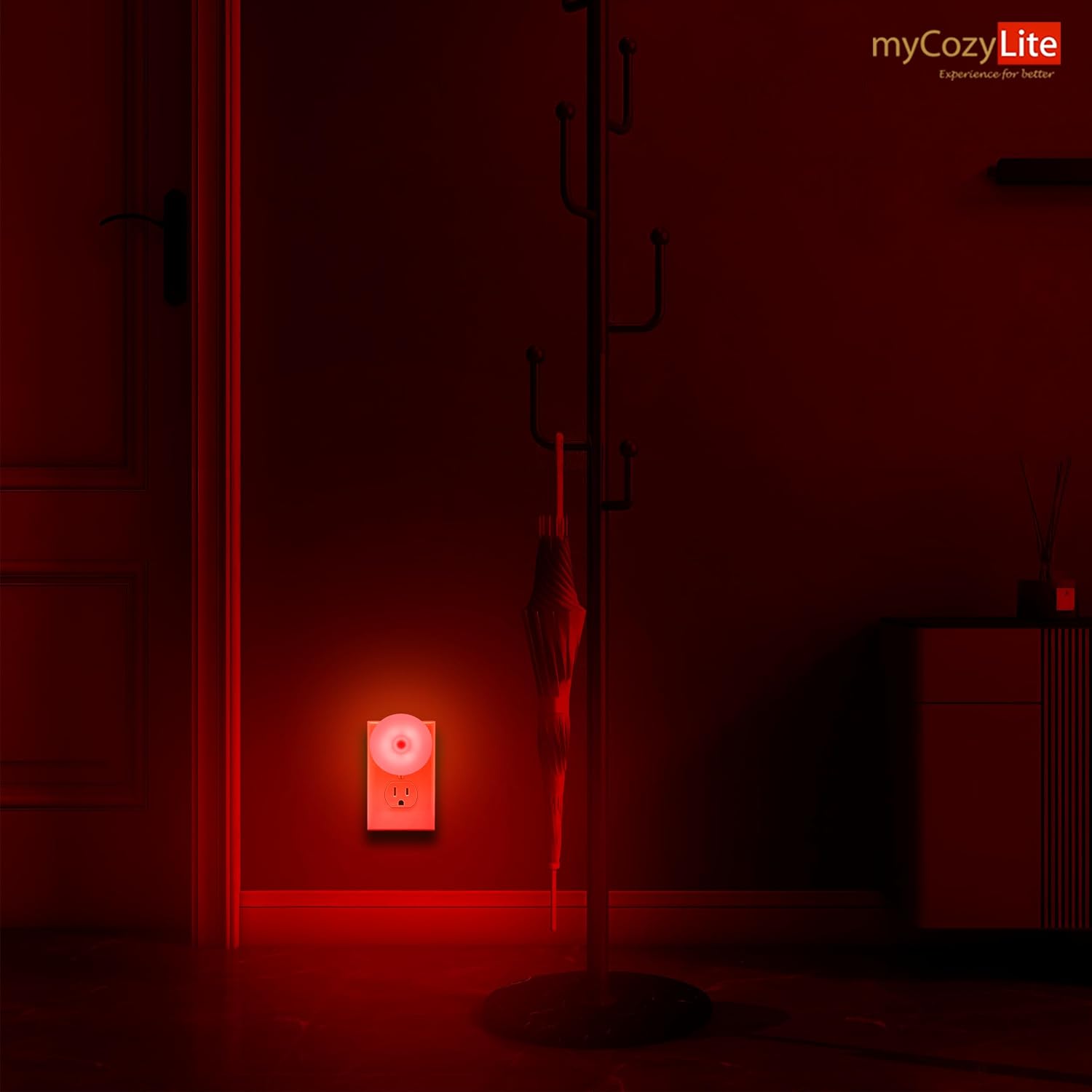 myCozyLite Red Motion Sensor Night Light, Red Light for Sleep, Night Lights Plug into Wall, Automatic ON Off, 2 Pack Motion Night Light…