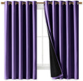 Nicetown 100% Blackout Curtains with Black Liners, Thermal Insulated Full Blackout 2-Layer Lined Drapes, Energy Efficiency Window Draperies…