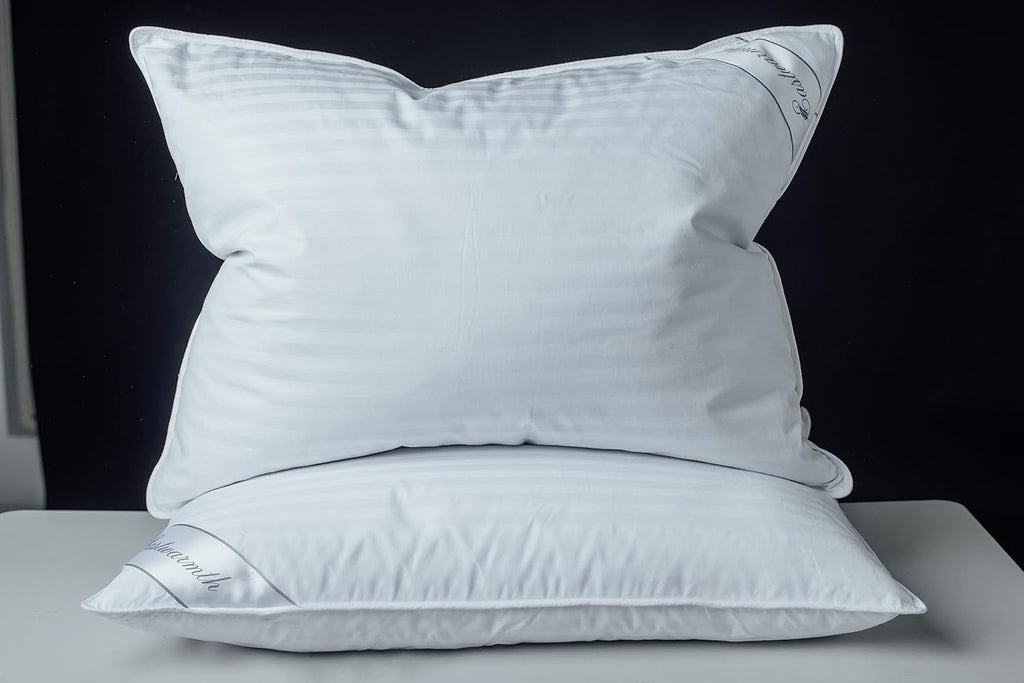 Goose Down Feather Soft Pillows One Pillow 100% Cotton Supportive Bed Pillow Stripe White Color Standard Size 20x26 inch
