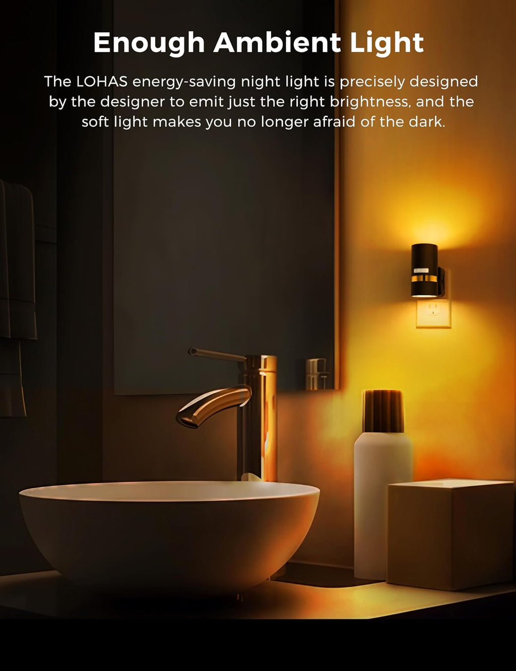 L LOHAS LED Motion Sensor Night Light Plug in, Night Lights Plug into Wall with Adjustable Brightness, 1600K Amber Light, 1W…
