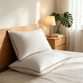 Hotel Collection Down Bed Pillows Standard Size Set of 2, Breathable Cotton Blend Shell Cover, Medium Firm, Down Fiber Pillows for…