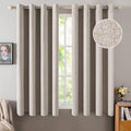 Miulee Blackout Curtains for Bedroom Linen Texture Solid Thermal Insulated Natural Khaki Grommet Room Darkening Curtains & Drapes Luxury De…