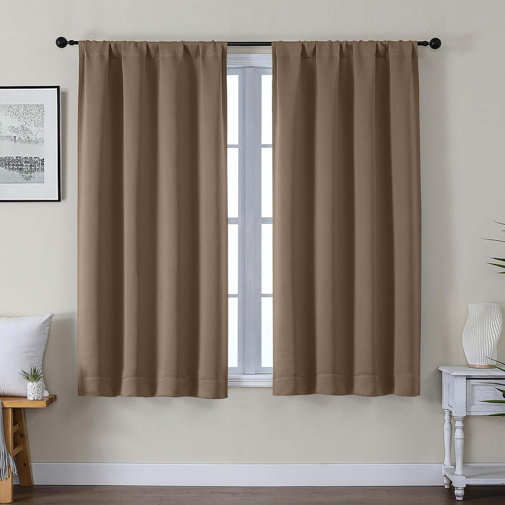 Gwine Brown Blackout Curtains for Bedroom 54 Inches Long, Thermal Insulated Room Darkening Curtains for Living Room Each 40" Wx54 L, 2…