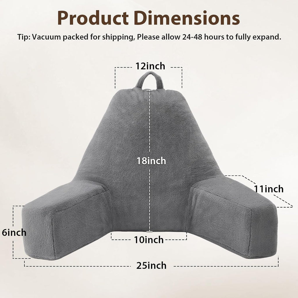 Quilmfoam Reading Pillow for Sitting in Bed Adult – Backrest Pillow with Arms, Back Support Cushion for Reading, TV, Gaming & Working, Incl…