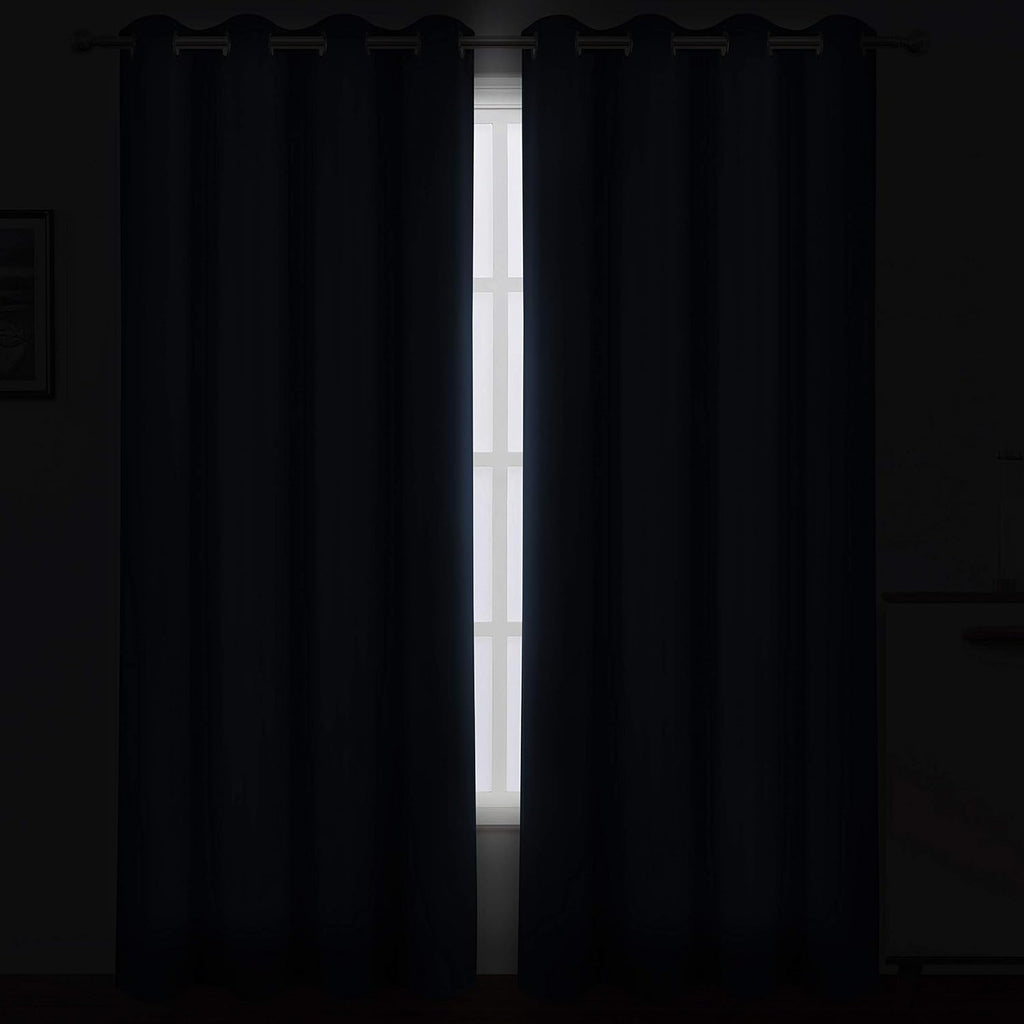 Lemomo Navy Blue Thermal Blackout Curtains/52 x 95 Inch/Set of 2 Panels Room Darkening Curtains for Bedroom 95 Inch Blue