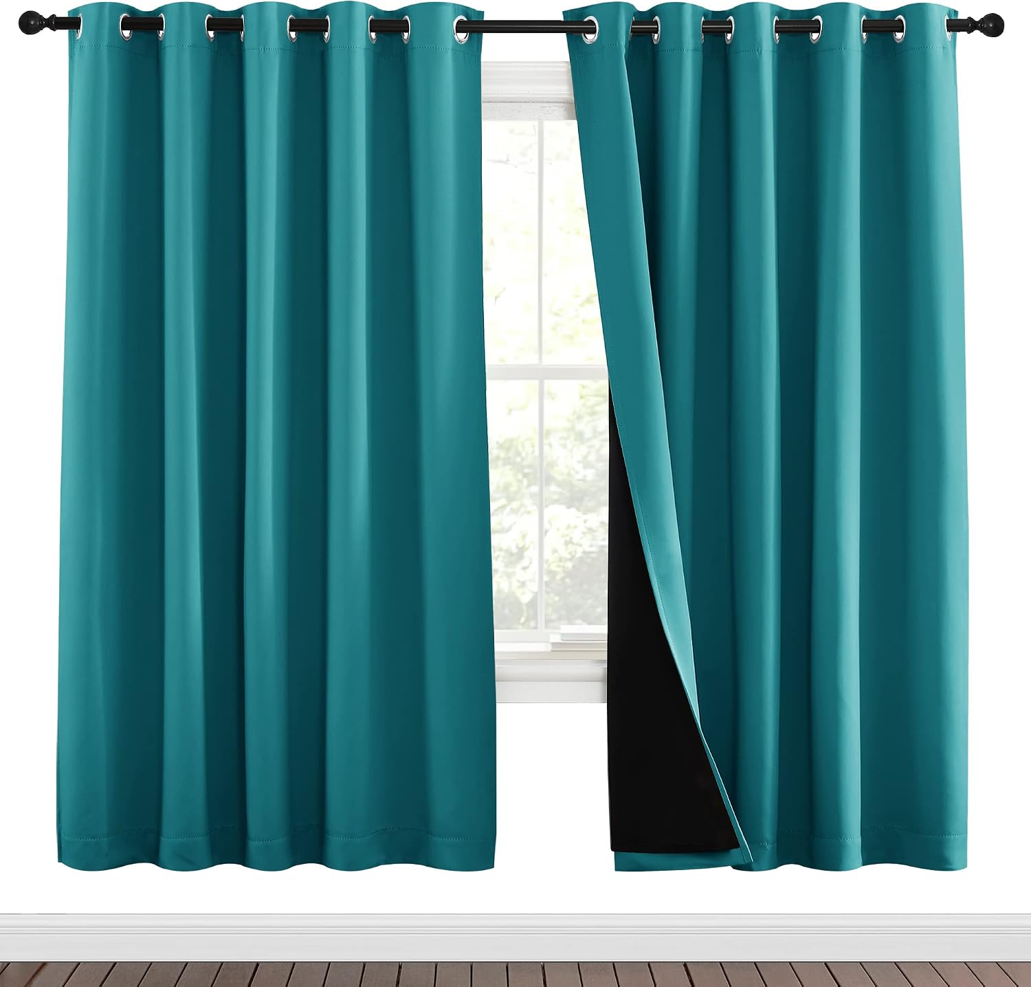 Nicetown 100% Blackout Window Curtain Panels, Full Light Blocking Drapes with Black Liner for Nursery, 72-inch Drop Thermal Insulated Drape…