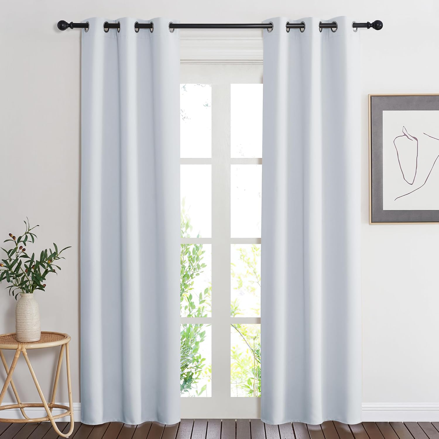 Nicetown Cloud Grey Window Curtain and Drape, 1 Panel, 34 by 84, easy maintenance Solid Thermal Insulated Grommet Room Darkening Drapery…