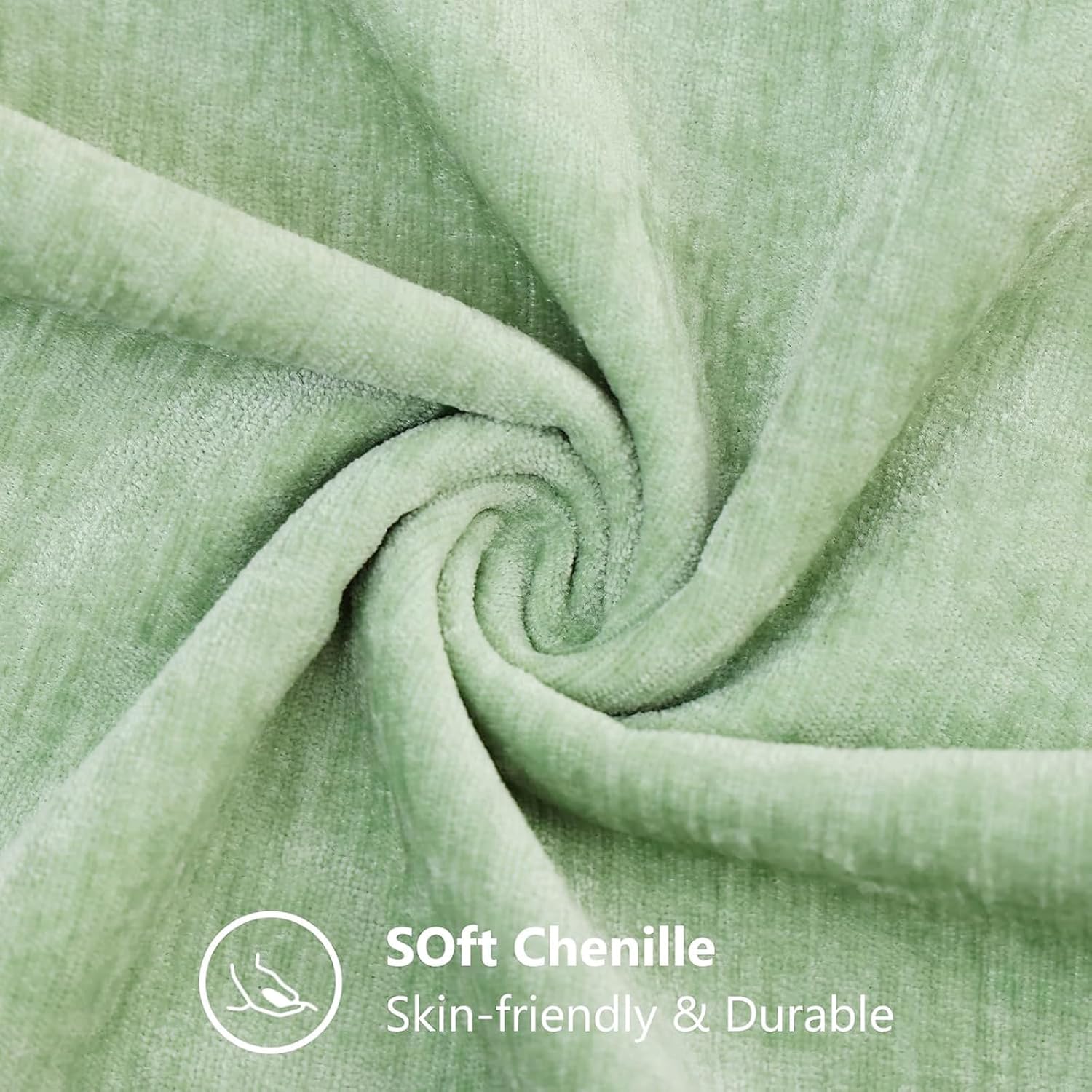 decorUhome Chenille Sage Green Summer Throw Pillow Covers 16x16 Inch Set of 2, Decorative Soft Couch Pillow Covers Solid Dyed Accent Farmho…