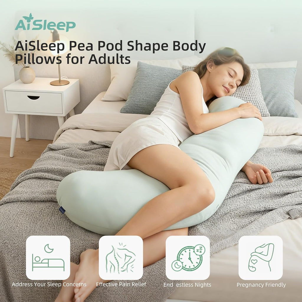 Body Pillows for Adults, Full Body Pillow for Side Sleepers, Long Body Pillow for Bed, Pea Pod Shape Long Pillow for Pregnancy Sleeping…